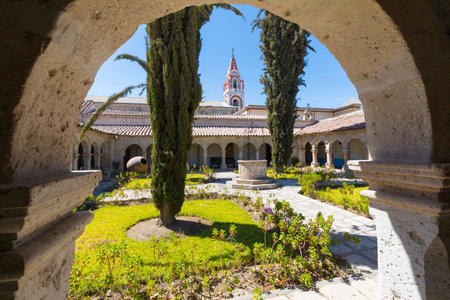 Arequipa Peru September  04 2018  This is the view from the portico of Recoleta Monastery that was used on rainy days by the monks.のeditorial素材
