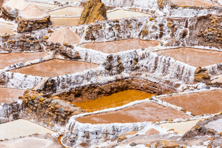 saltpans of Moray Peru collection basins close upのeditorial素材