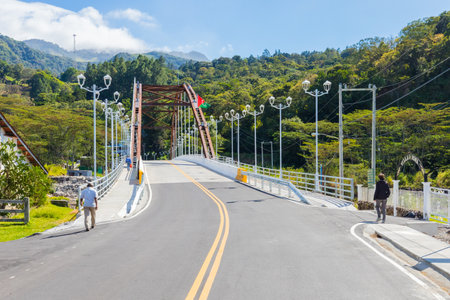 Boquete Panama December 16, 2018 this bridge located in the north of the city crosses the Caldera River allowing pedestrians and vehicles to pass on the other side of the valleyのeditorial素材