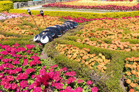 big centipede garden statue among the flowers Boquete Panamaのeditorial素材