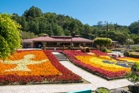 Boquete Panama January 18 2019 this is the main square in the morning of the flowers and coffee fair of Boquete visited every year by local families and touristsのeditorial素材
