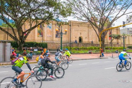 Bogota,  Colombia  March 17  Every week end the inhabitants take their bike and ride in the big area of the city closed to traffic.  Shoot on March 17, 2019のeditorial素材