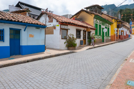 Bogota,  Colombia   March 31  This small district named La Candelaria  in the historic center of Bogota is a spotlight to visit for its coloured buildings, bars, restaurants and artesanal shops. Shoot on March 31, 2019のeditorial素材