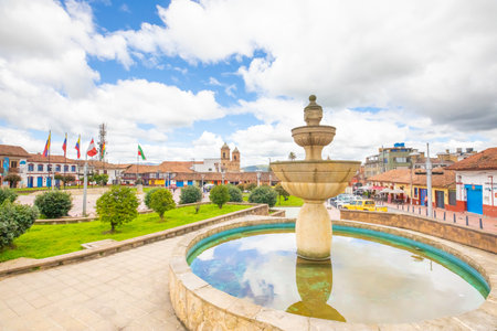 Zipaquira, Colombia June 8 the Panorama of Independence Square in Zipaquira village. Located in the historic center of the small village is appreciated for its nice scenery. Shoot on June 8, 2019のeditorial素材