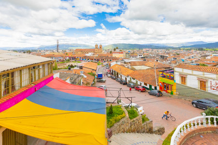 Zipaquira, Colombia June 8 the Panorama of of Zipaquira village. From this lookpoint  you can appreciate the architecture of this old village famous for its salt cathedral. Shoot on June 8, 2019のeditorial素材