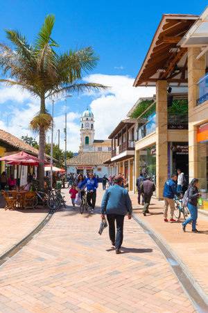 Chia, Colombia June 11 View of the historic center  of Chia. A meeting point for locals and tourists who appreciate its peatonal area with a lot of restaurants, shops and cafes. Shoot on June 11, 2019のeditorial素材
