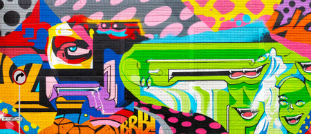 Bogota, Colombia July 9 This mural has been realized on a wall of one of the industrial districts of...