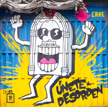Bogota, Colombia July 9 This mural has been realized on a wall of one of the industrial districts of...