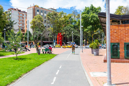 Bogota, July 6 Skateboarding in Virrey Park, Bogota that houses a big green area respecting a sustainable growth. Shoot on July 6, 2019のeditorial素材