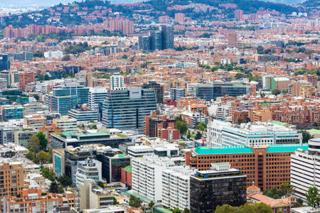 Bogota, July 6 aerial view of Usaquen district of Bogota that houses a lot of startups in modern coworking buildings. Shoot on July 6, 2019のeditorial素材