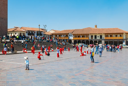 Cuzco Peru, August 16 main square of Cuzco built in 1540 in colonial style, from here starts every day the city walking tour to know the history of this old town. Shoot on August 16, 2019のeditorial素材