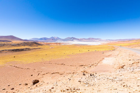 Chile Atacama desert red rocks panoramic view in the morning