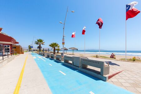 La Serena Chile November 6 Skating on the cycle path of la Serena admiring the sea landscape. Shoot on November 6, 2019の写真素材