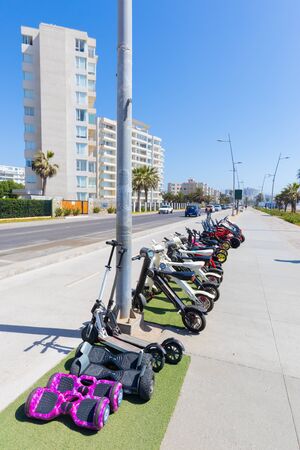 La Serena Chile November 6 scooter wheels and electric bikes for rent in Serena waterfront. Shoot on November 6, 2019の写真素材