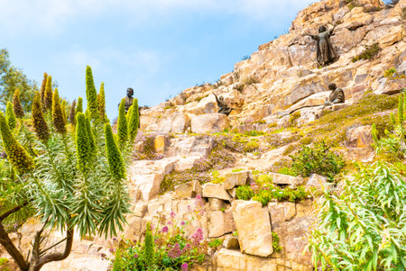 Coquimbo Chile November 12  Sculpture of Christ located in the monument Third Millenium in the North of Coquimbo built in 1999. Shoot on November 12, 2019のeditorial素材