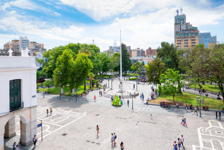 Cordoba Argentina December 5, 2019 San Martin Square view from the roofs of the Cathedral. This square built in 1590 is the oldest in the city.  Shoot on December 5, 2019のeditorial素材