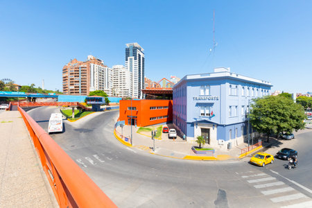 Cordoba Argentina January 24 the pedestrian bridge connects the old and the new bus terminals sited...