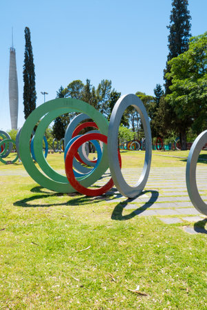 Cordoba Argentina December 6, This colored circles sited in Sarmiento Park celebrate the bicentennial of the city. Shoot on December 6, 2019のeditorial素材