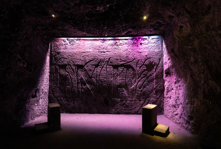 Zipaquira, Colombia June 6 One of the Stations of the Cross was carved by miners in the salt cathedral located in Zipaquira Southern Colombia. Shoot on June 6, 2019のeditorial素材