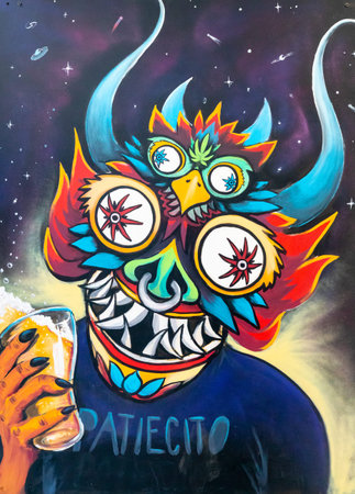 Cordoba Argentina December 17 this mural located in Southern Bogota represents a devil. Shoot on...
