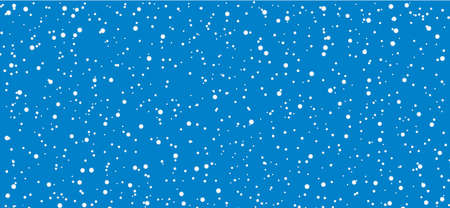 Hello Winter with snowflakes. Blue winter snow landscape. Funny vector snowfall sign Falling snowflake. Merry Christmas (xmas). Snow fall or snow flakesのイラスト素材