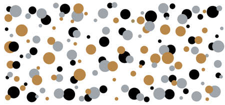 Golden, gold, silver, gray color. Small and big polka dots. Seamless dotted background. Abstract geometric wallpaper or banner. Vector Decorative pattern. Christmas (xmas).のイラスト素材
