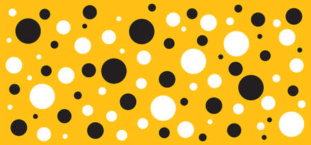 Yellow, black color. Small and big polka dots. Seamless dotted background. Abstract geometric wallpaper or banner. Vector Decorative pattern. Christmas (xmas).のイラスト素材