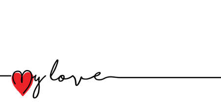 Love banner with heart symbol. Love heart month or happy singles day background. Happy valentines day on february 14 (valentine, valentine's day) or romantic, wedding signs. Fun vector romance quoteのイラスト素材