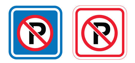 Car parking space zone icon. Parking lot. Car park. Flat vector vehicle area sign. Blue info, information board, road sign. P icon.のイラスト素材