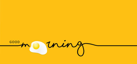 Slogan good morning with fried eggs. Vector motivation and inspiration moment. Relaxing and chill...