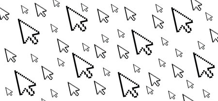 Pixel cursor click icon, mouse hand picotgram. Flat vector web cursors tools sign. WWW, web link....