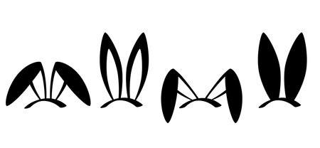 Rabbit ears or Bunny ears silhouette icon. Line pattern. Funny easter bunny. Flat vector rabbit ears in cartoon style. Happy easter party.のイラスト素材