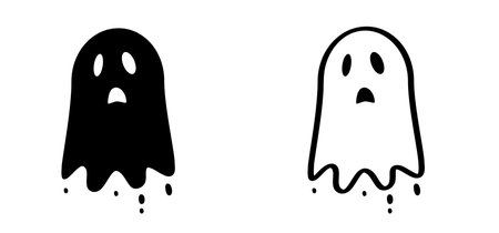 Ghost for happy halloween party. Flat vectorg ghosts sign. Funny cartoon spooky Horror seamless pattern. Zombie, ghost October 31 fest.のイラスト素材