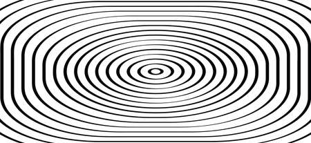Hypnotic squares or circle spiral symbol, black and white maze background Seamless geometric line pattern. increasing or decreasing icon or pictogram. Labyrinth, square in stripes lines waveのイラスト素材