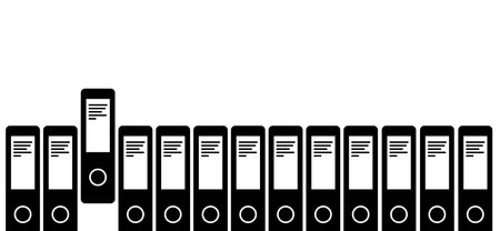 Archiving, ring binders. Paper binder icon. Administration, archive document data office. Cartoon drawing office clip binder clamp.のイラスト素材