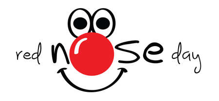 Red nose day concept. Carnival, red ball. emoticon, emoji face smiling and mustache, mustache or beard men face. Clown's face. Cartoon vector cool sign for banner or card.のイラスト素材