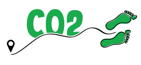 Carbon CO2 foot symbol ecological footprint. Human eco-friendly footprints. Kids feet and foot steps. Vector baby footsteps icon or pictogram. cartoon, comic footstepのイラスト素材