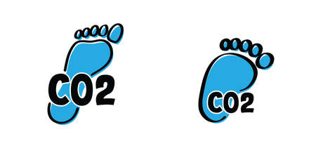 Carbon CO2 foot symbol ecological footprint. Human eco-friendly footprints. Kids feet and foot steps. Vector baby footsteps icon or pictogram. cartoon, comic footstepのイラスト素材