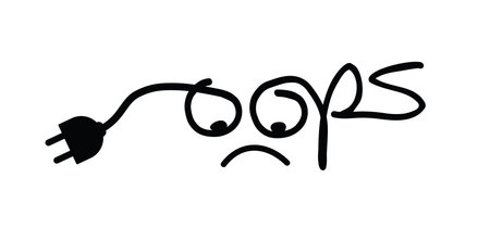 Slogan oops. No internet, unplugging. Page not found, offline. Disconnect, no wifi signal icons. Unplugged or unplugged signs. Vector phrase line pattern. 404 error quote. Under construction.のイラスト素材
