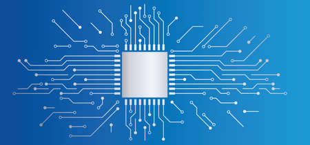 Circuit board or electronic motherboard. lines and dots connect. Vector high tech technology data. Communication and engineering concept. digital tech background. Corporate engineering drawing design.のイラスト素材