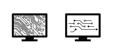 Circuit board or electronic motherboard. lines and dots connect. Vector high tech technology data. Communication and engineering concept. digital tech background. Corporate engineering drawing design.のイラスト素材