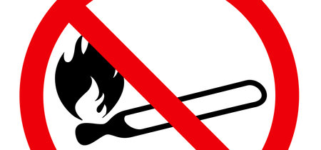 Attention, stop do not open fire or flame zone sign Funny vector prohibition, no ban signs Danger...