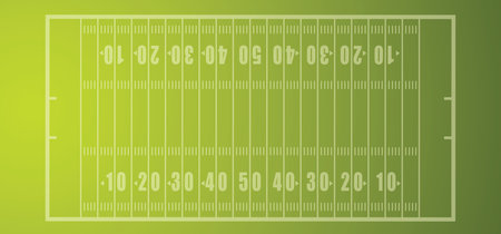American football field, stadium concept with markings. Soccer ball field in top view. Flat Vector green grass pattern for sport background. Topviews logo. Sports team game cup. Rugby ball day. Funny super bowl weekend party.のイラスト素材