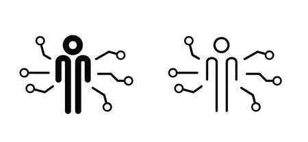ability, competenceor competency icon or pictogram. Detailed, marketing, worker concept. Cartoon success coaching stickman stick figure man. Outline, line patting. skills icons.のイラスト素材