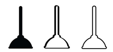 Cartoon toilet plunger icon or pictogram for toilet. Vector toilet symbol. Restroom or bathroom icon. Toilets, cleaning equipment tools. Plumbing element logo. Please keep toilet clean. cleanup.のイラスト素材
