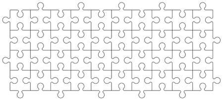 jigsaw puzzle pieces connection line pattern. Puzzle pieces icon or pictogram. Cartoon vector outline. Autism awareness logo or symbol. Double flat puzzles. teamwork concept. mosaic sign. game printのイラスト素材
