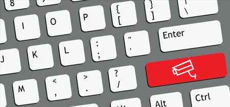 Keylogger icon or symbol. computer crime. Hacker using computers, for stealing data. Online ransomware, malware, steal personal data. Cyber war face. DDoS attack. digital attacks.のイラスト素材