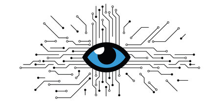 Keylogger, eye. Cyber security icon or pictogram. technology data. For chip and process. Input or...