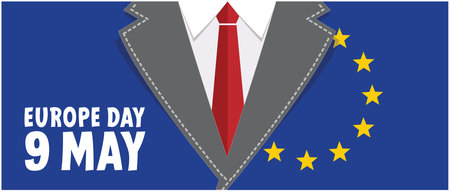 May 9, Europe Day. Vector cartoon calendar. May 9, 1950 marks the unification of Europe after the Second World War. the anniversary of the European Unionのイラスト素材