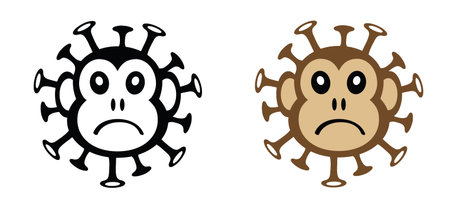 Cartoon monkey virus or monkeypox. The virus belongs to the genus Orthopoxvirus in the family...